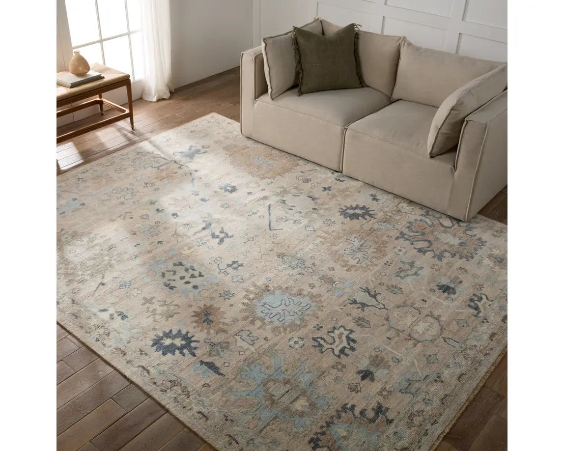 Orenda ORN04 Blue/Cream Rug - Baconco