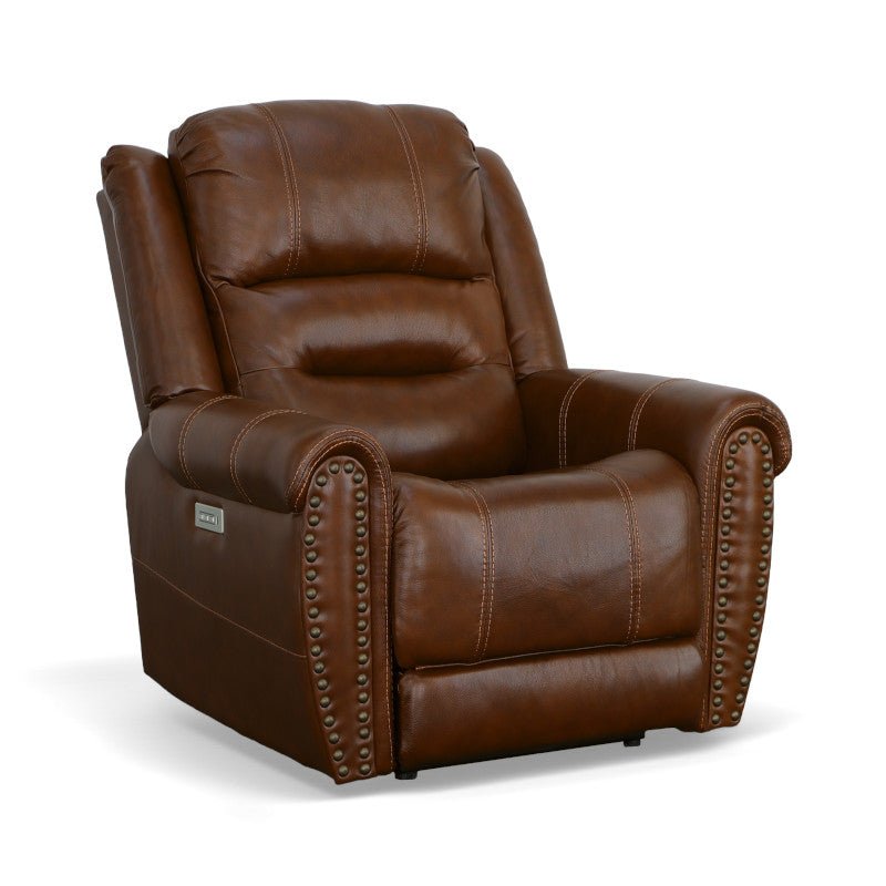 Oscar Leather Power Recliner with Power Headrest and Lumbar - Baconco