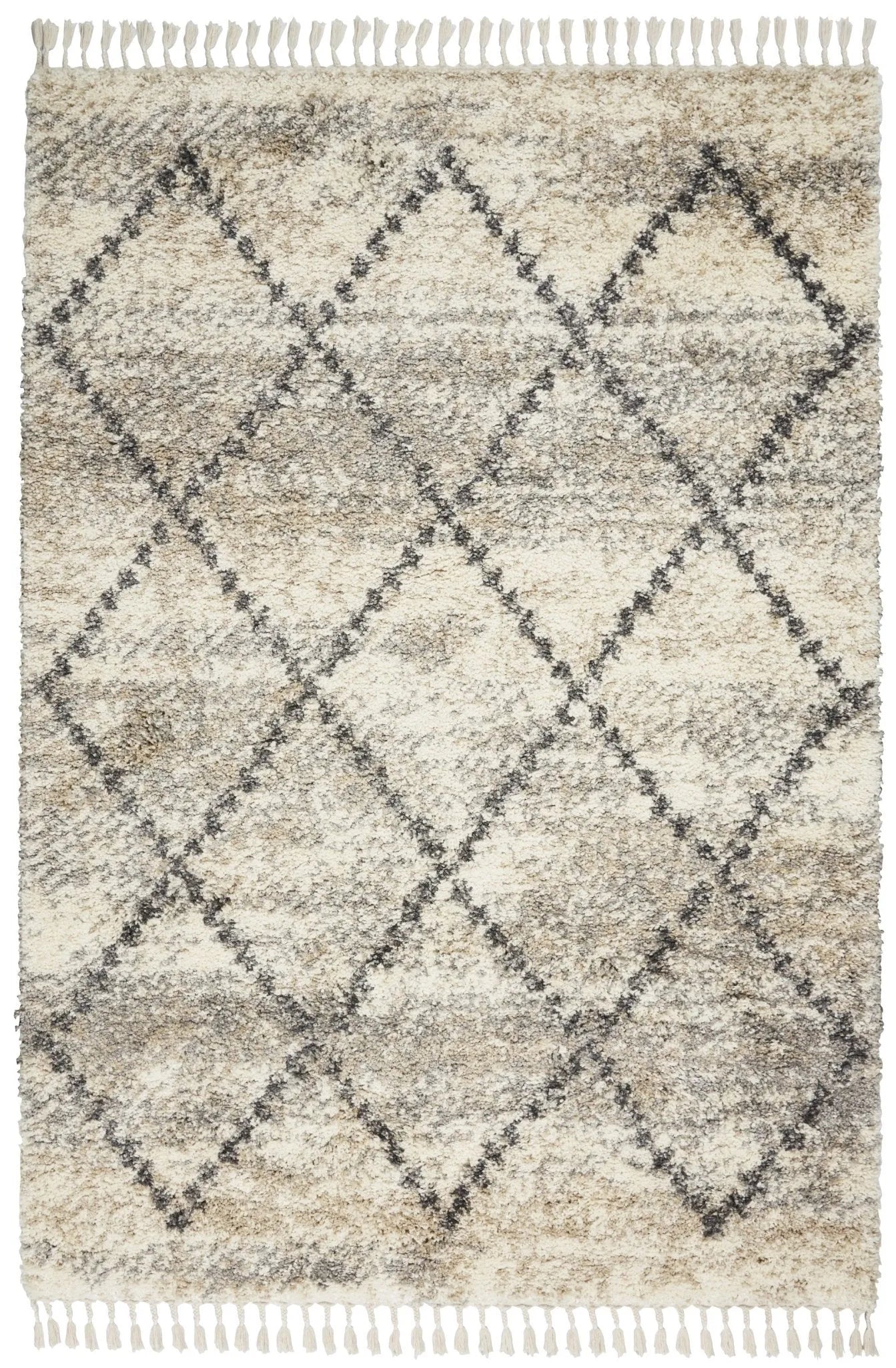 Oslo Shag OSL01 Ivory/Grey Rug - Baconco