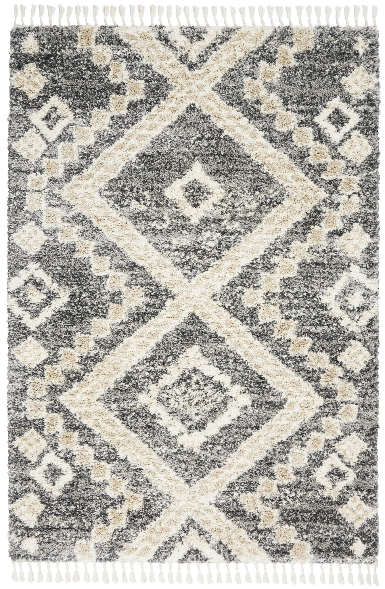 Oslo Shag OSL02 Grey/Ivory Rug - Baconco