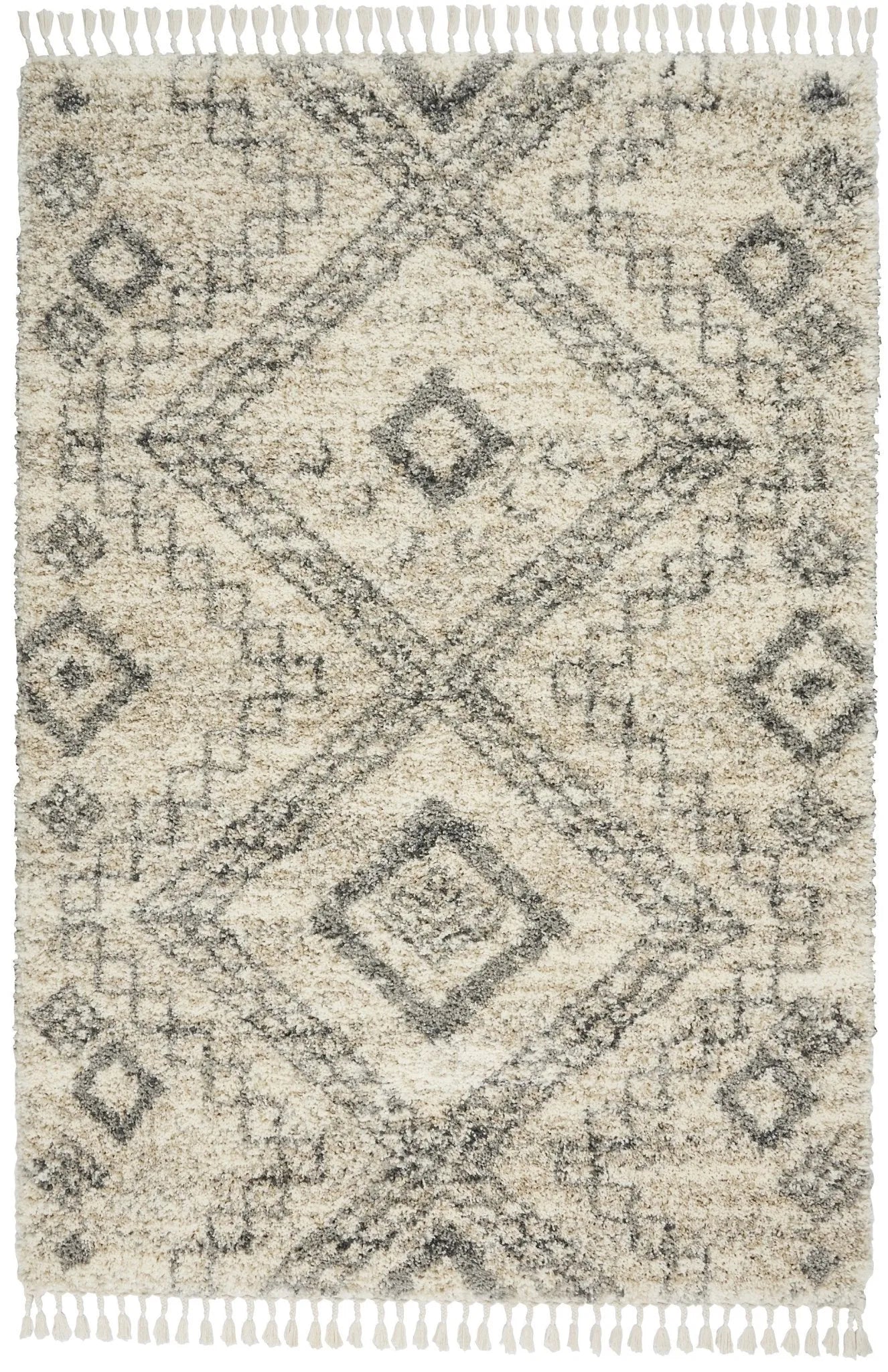 Oslo Shag OSL02 Ivory/Grey Rug - Baconco