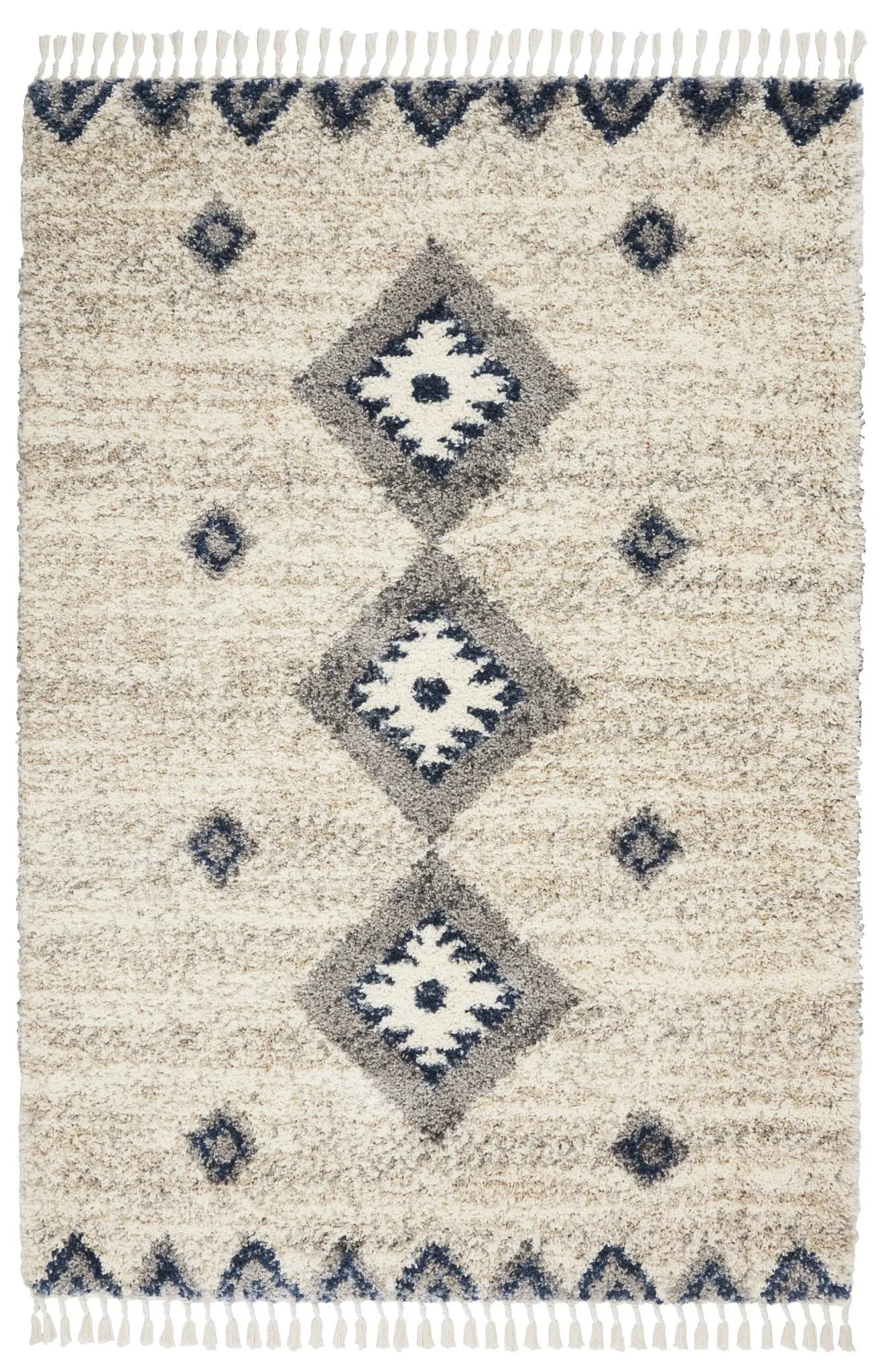 Oslo Shag OSL03 Ivory/Blue Rug - Baconco