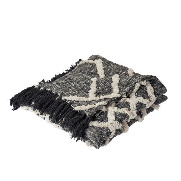 Overtufted Geometric Black and White LR80166 Throw Blanket - Baconco