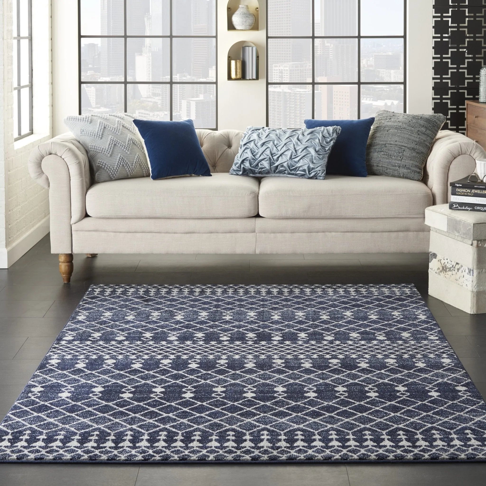 Palermo PMR03 Navy/Grey Rug - Baconco