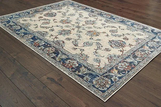 Pandora 1802E Ivory Blue Rug - Baconco