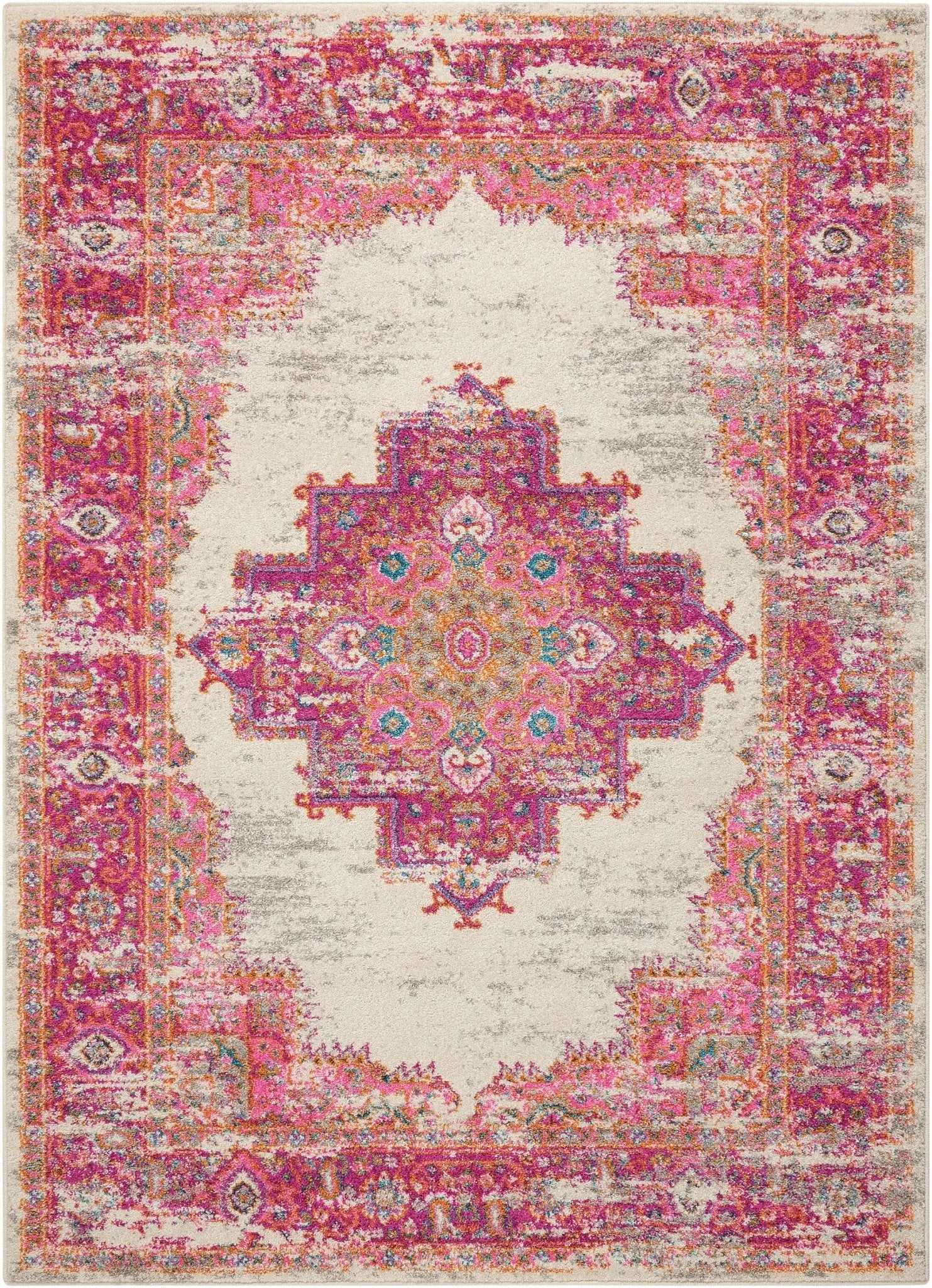 Passion Psn03 Ivory Fuchsia Rug - Baconco