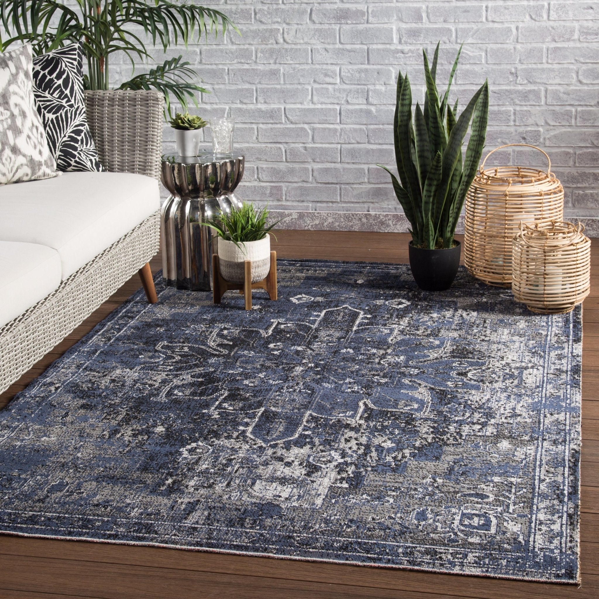 Polaris Pol09 Isolde Blue/Black Rug - Baconco