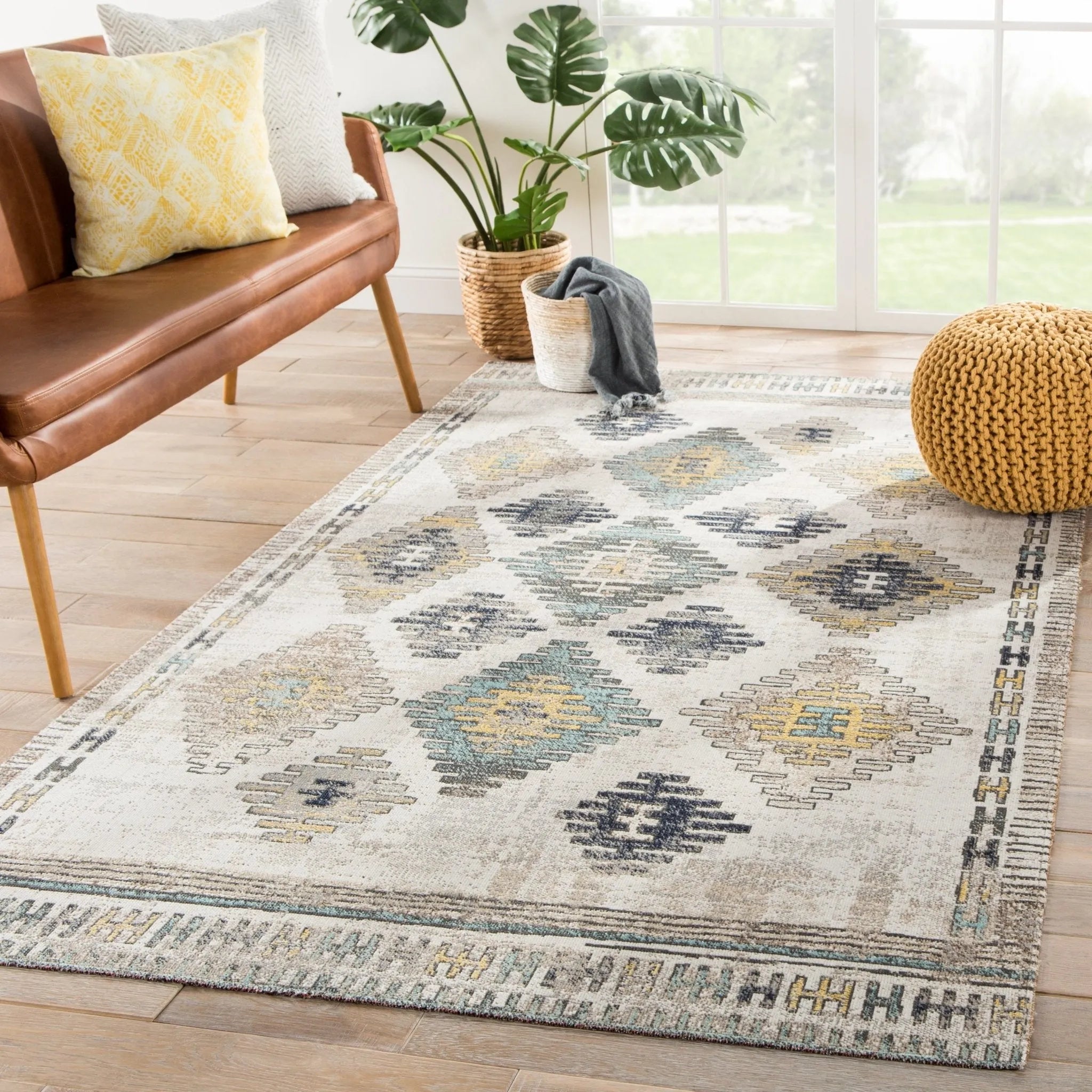 Polaris Pol17 Dez Blue/Yellow Rug - Baconco