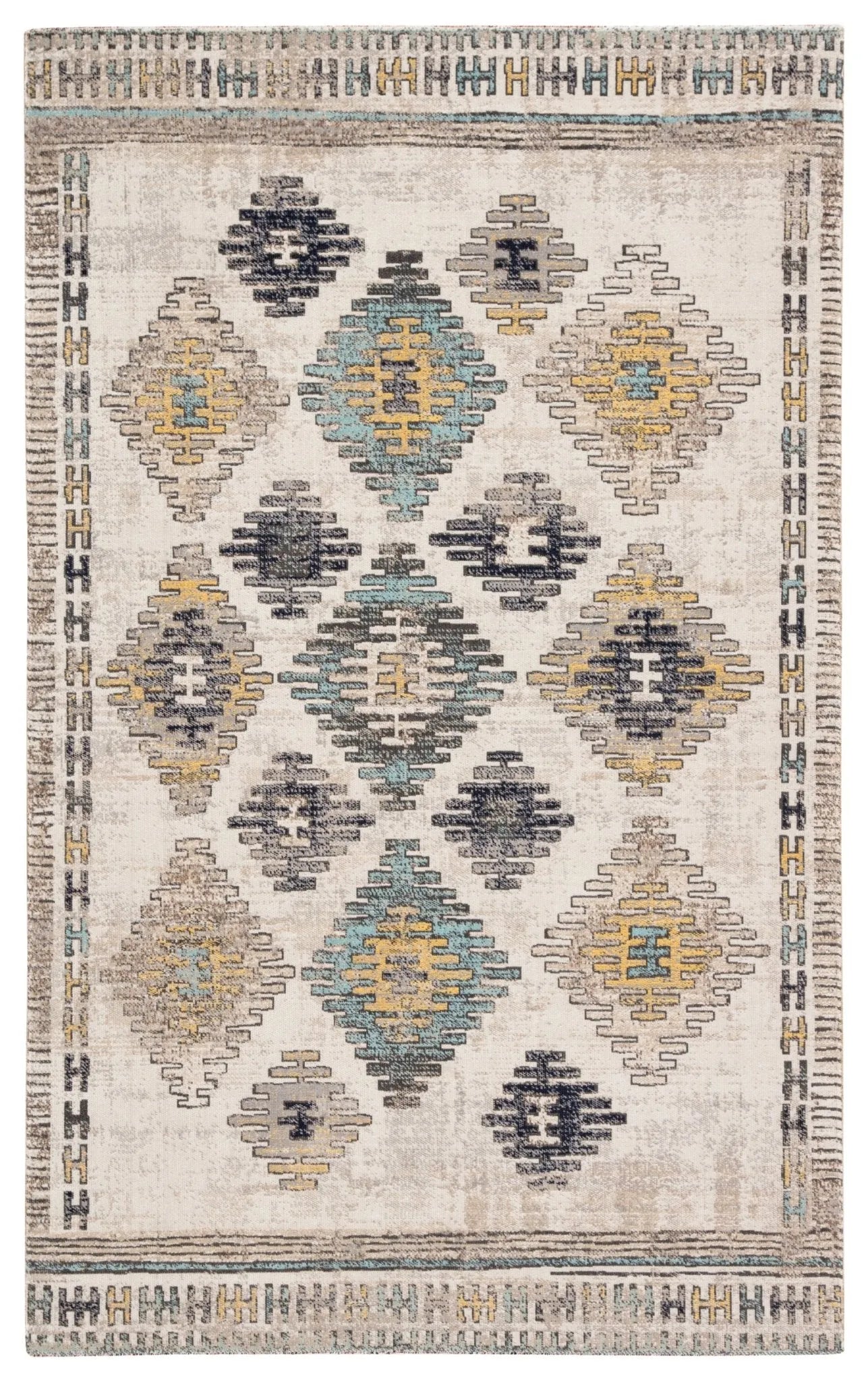 Polaris Pol17 Dez Blue/Yellow Rug - Baconco