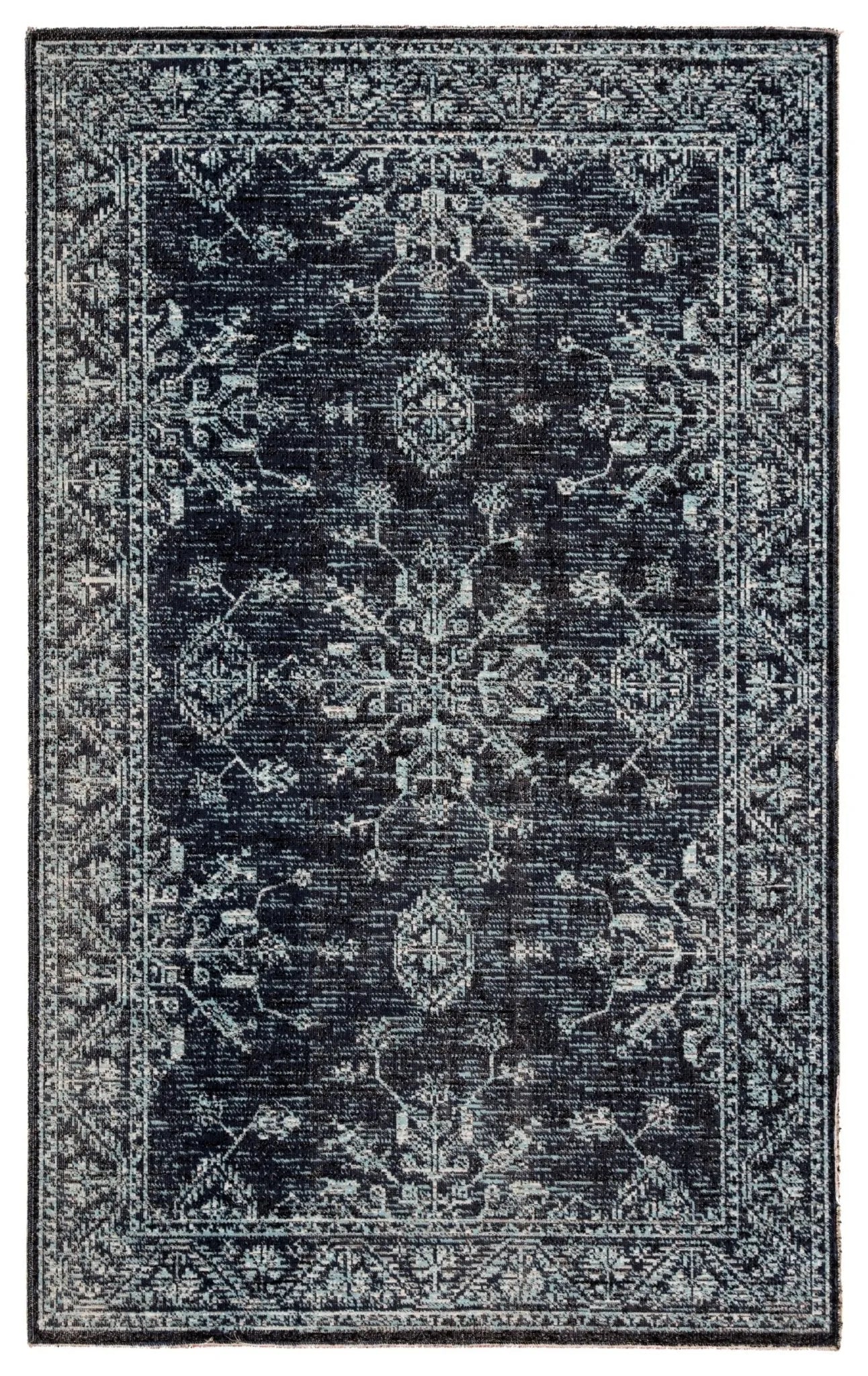 Polaris POL23 Fayer Blue/Black Rug - Baconco