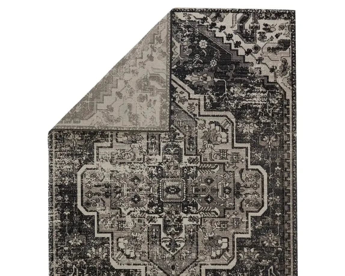 Polaris POL29 Deep Black/Tonal Grey Rug - Baconco