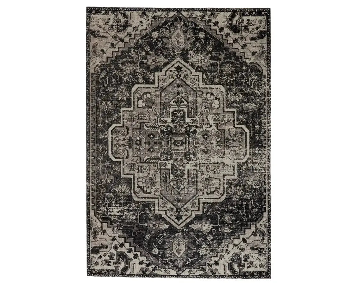 Polaris POL29 Deep Black/Tonal Grey Rug - Baconco