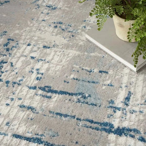 Quarry QUA01 Ivory/Blue Rug - Baconco