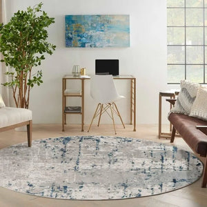 Quarry QUA01 Ivory/Blue Rug - Baconco