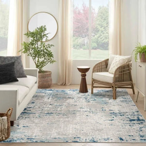 Quarry QUA01 Ivory/Blue Rug - Baconco