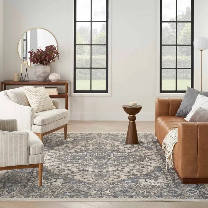 Quarry QUA05 Ivory/Blue Rug - Baconco