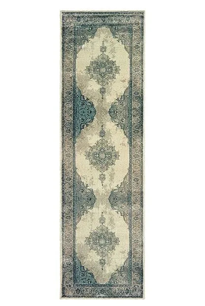 Raleigh 2337W Ivory Blue Rug - Baconco