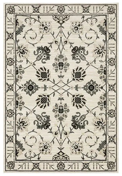 Raylan RAY03 Ivory/Black Rug - Baconco