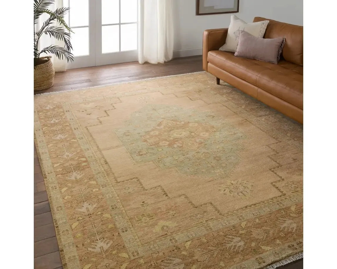 Reza REZ01 Beige/Sage Rug - Baconco