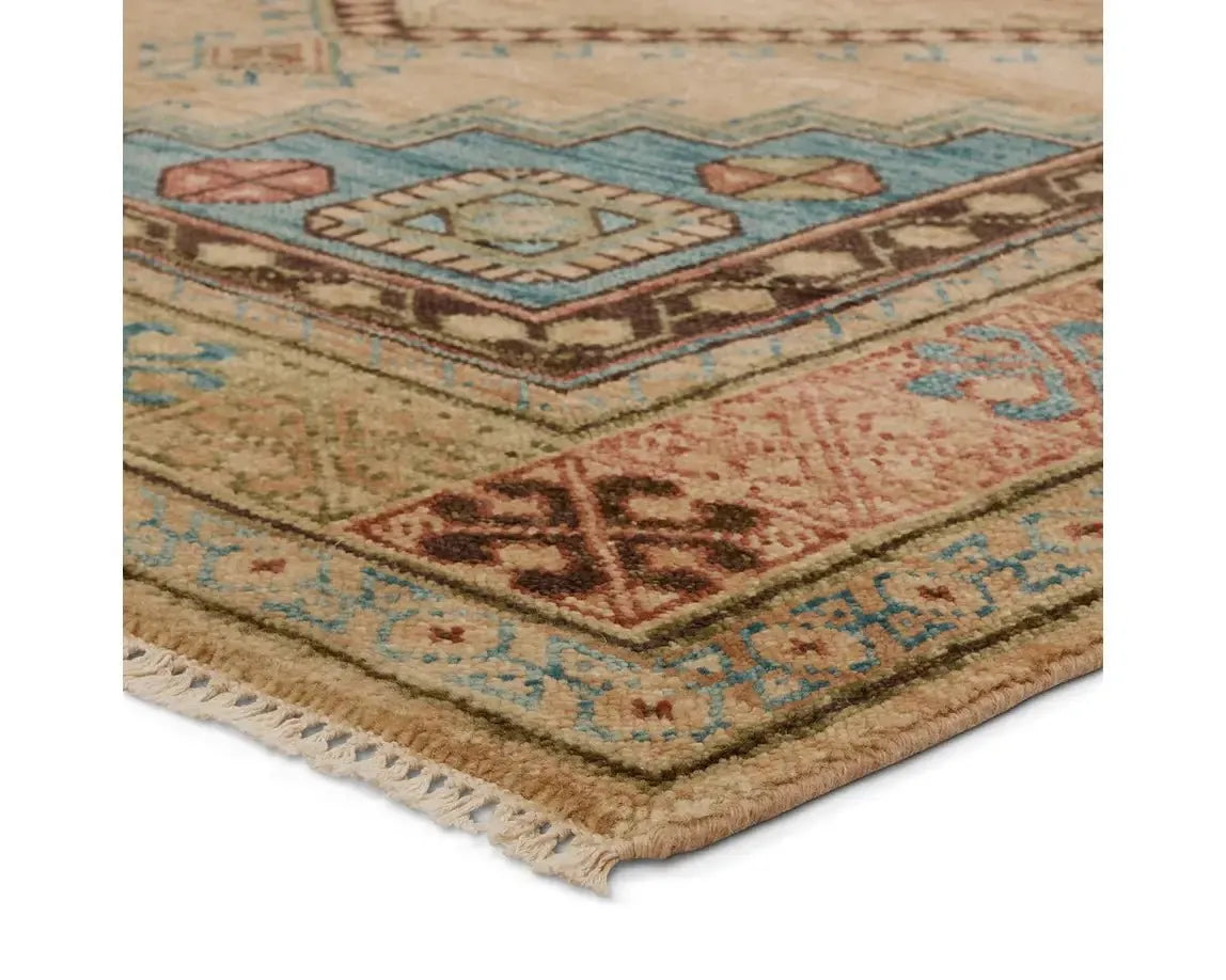 Reza REZ02 Beige/Blue Rug - Baconco