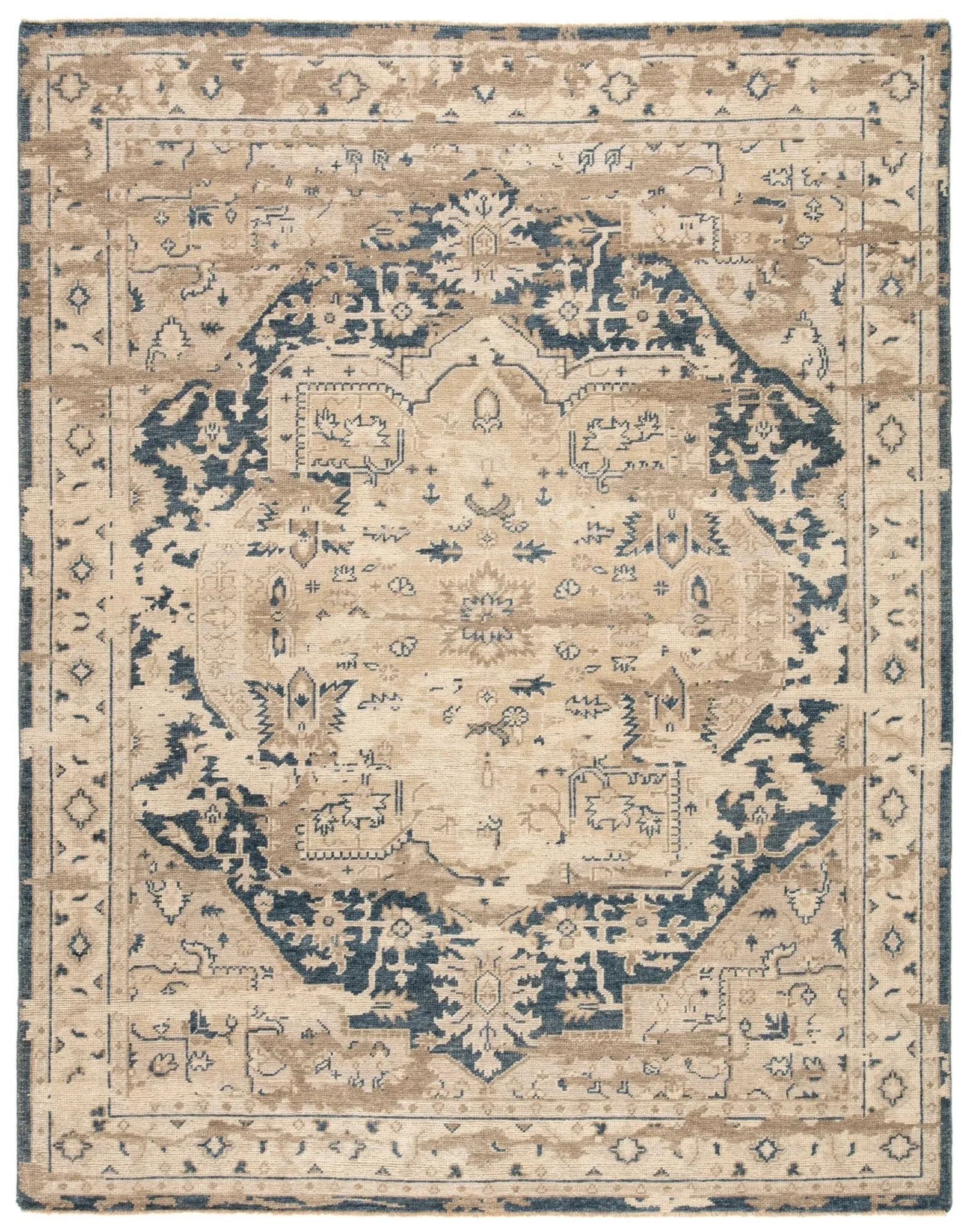 Rhapsody RHA01 Cadenza Beige/Dark Blue Rug - Baconco