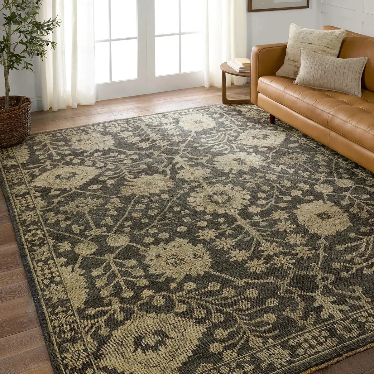 Rhapsody RHA14 Dark Grey/Khaki Rug - Baconco