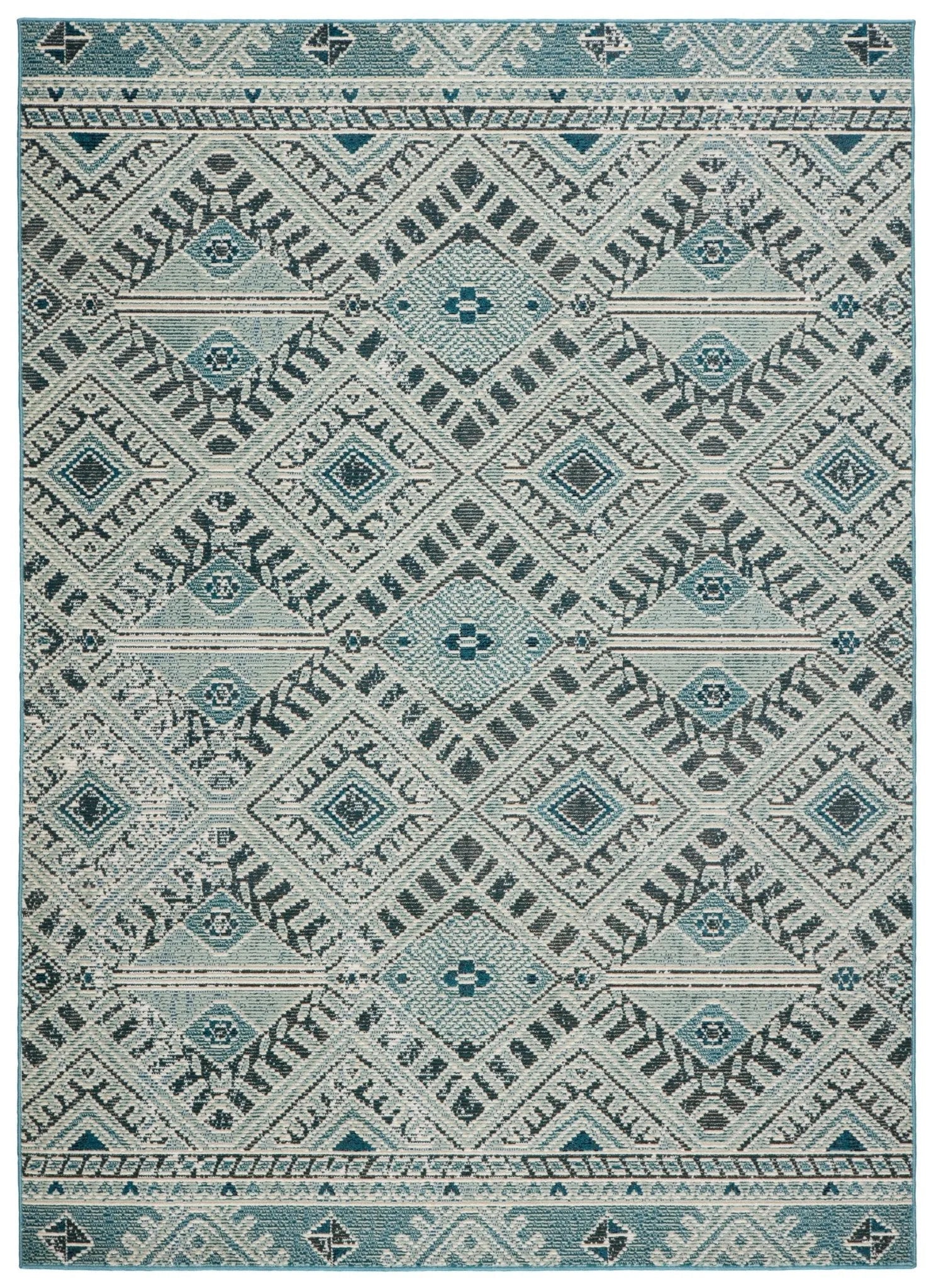 Rhythmik By Nikki Chu By Nikki Chu Rhn07 Sax Blue/White Rug - Baconco