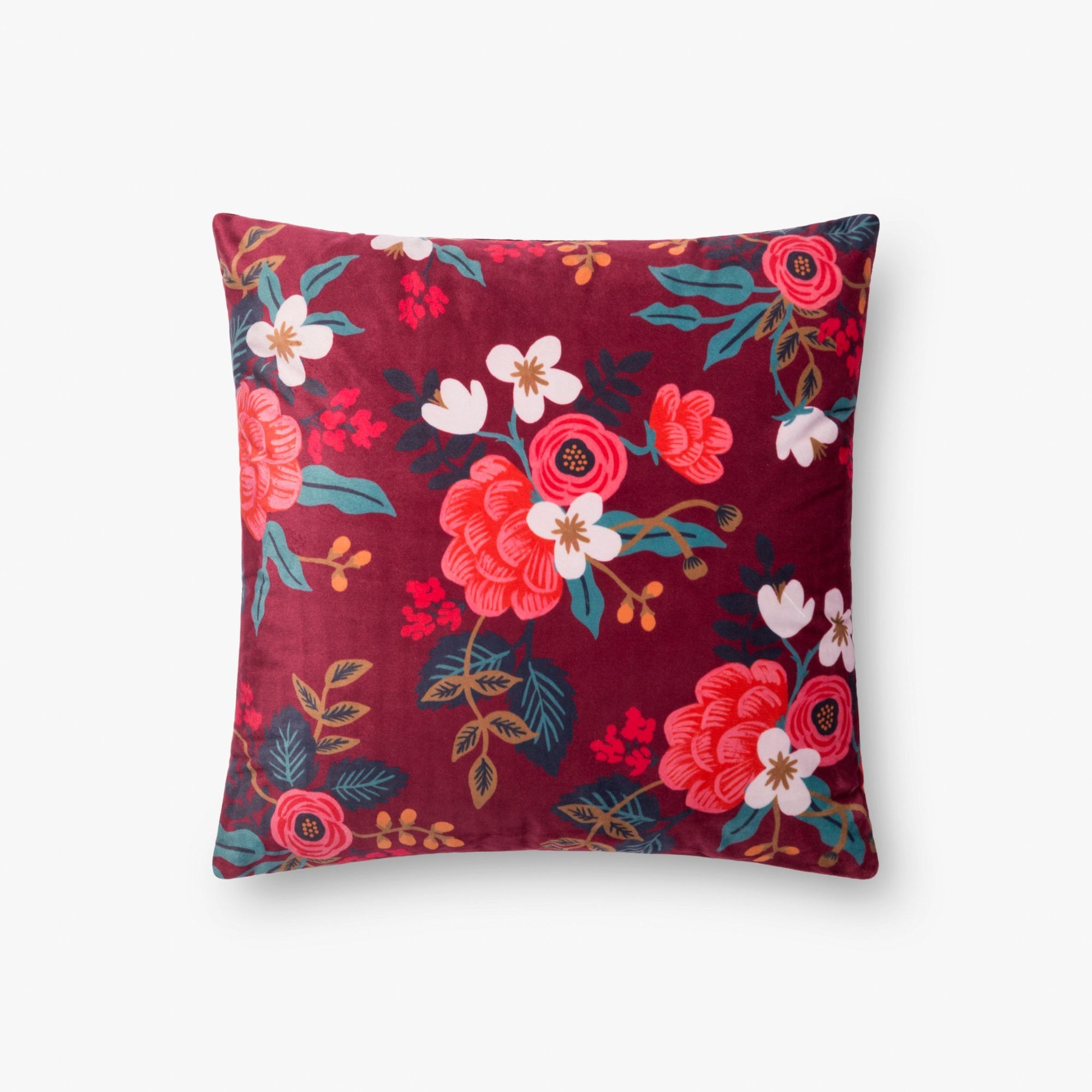 Rifle Paper Co P6025 Burgundy Pillow - Baconco