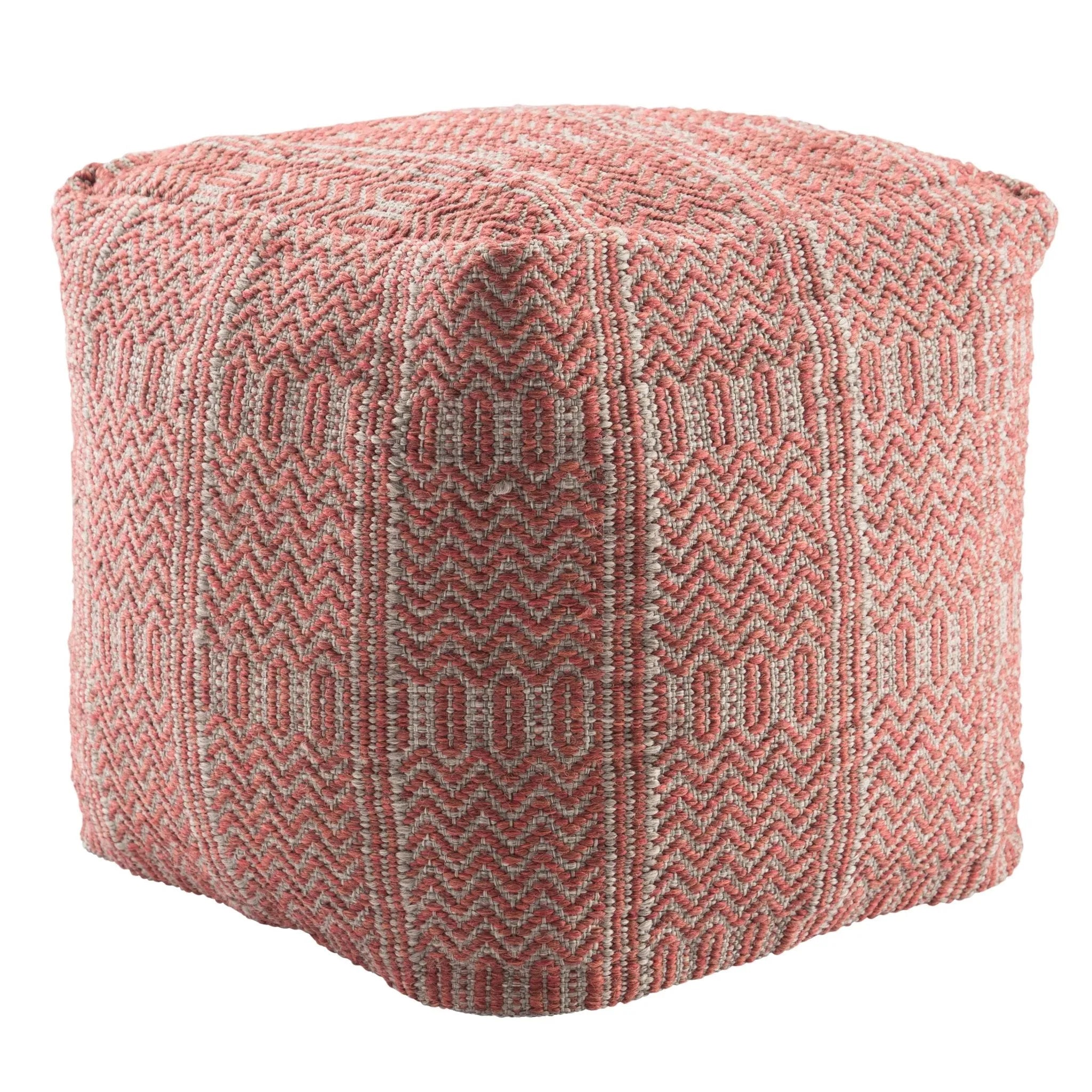 Roanoke Rnk03 Destrie Red/Light Gray Pouf - Baconco