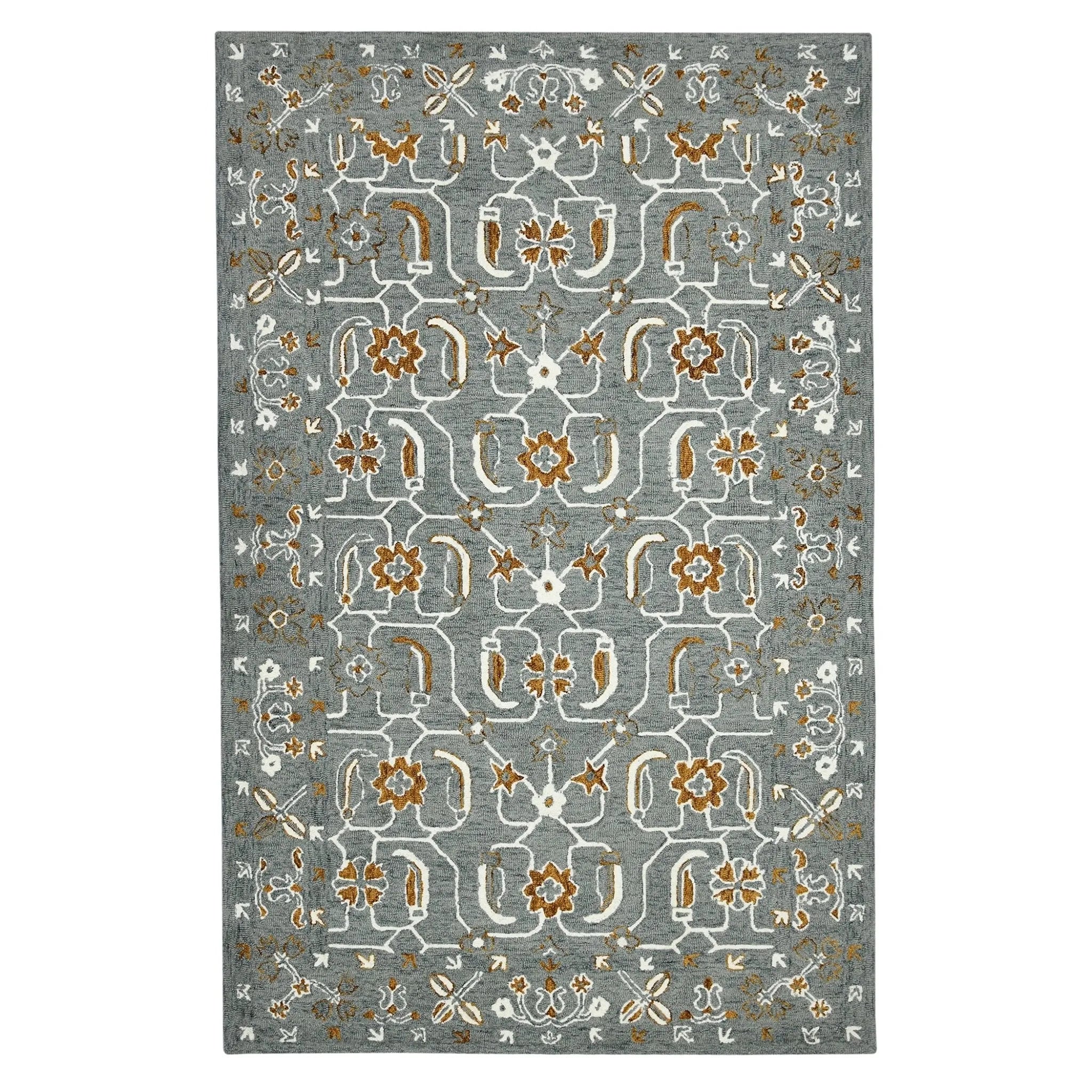 Romania ROM-5 Grey/Orange Rug - Baconco