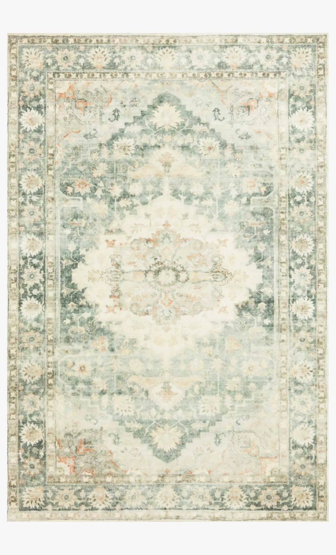 Rosette Ros-08 Teal/Ivory Rug - Baconco