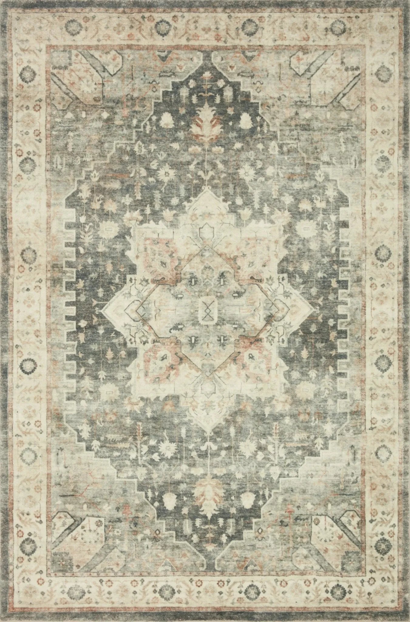 Rosette Ros-09 Slate/Ivory Rug - Baconco