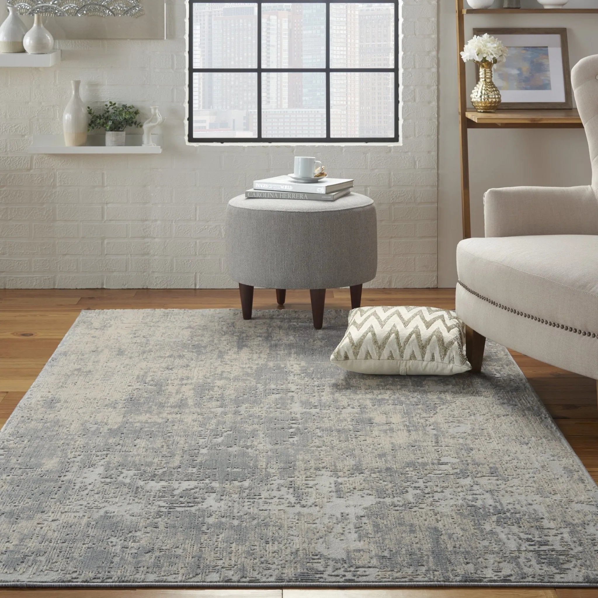 Rustic Textures RUS01 Ivory/Silver Rug - Baconco