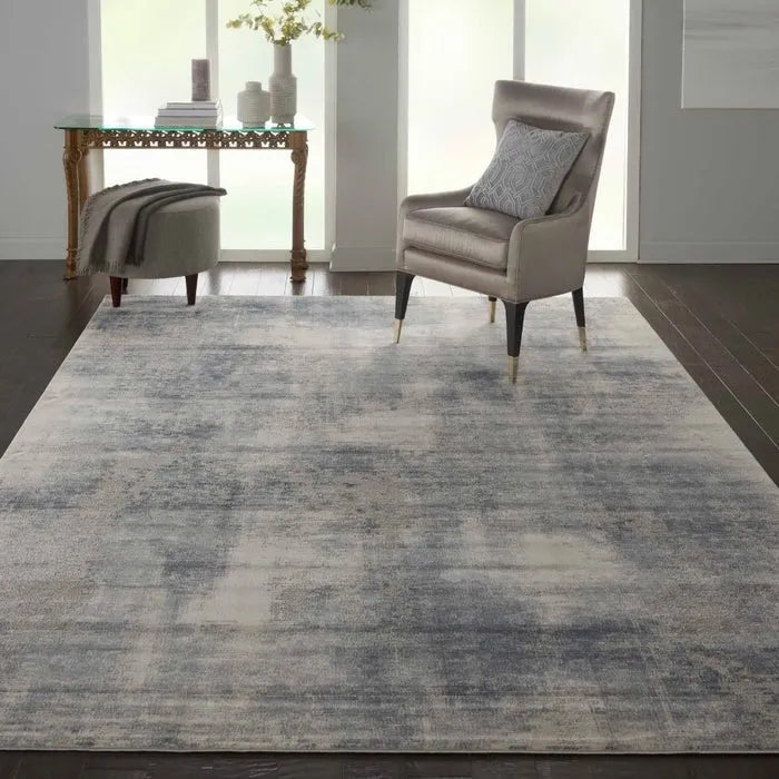 Rustic Textures RUS02 Blue/Ivory Rug - Baconco