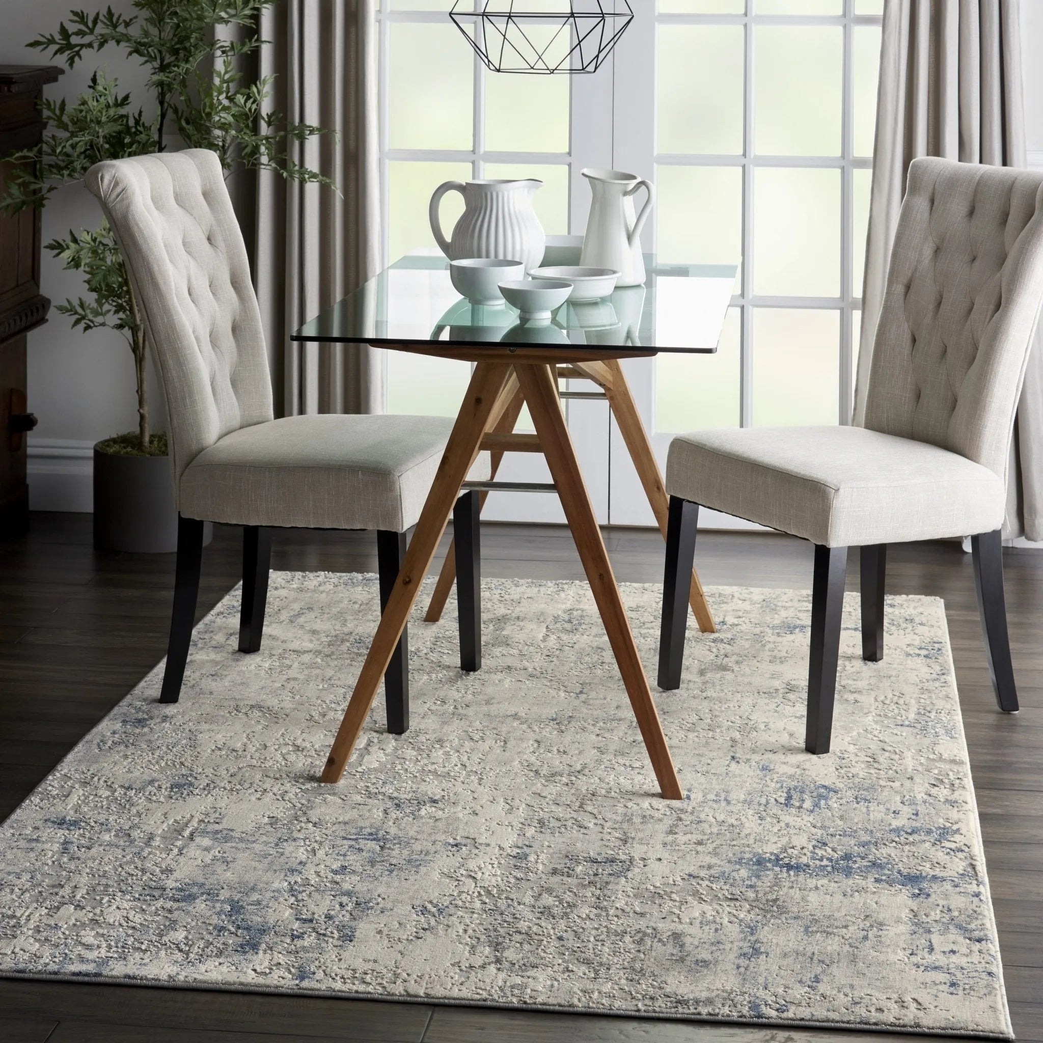 Rustic Textures RUS07 Ivory/Grey-blue Rug - Baconco