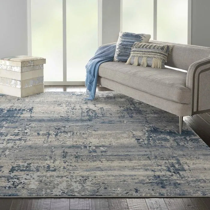 Rustic Textures RUS10 Ivory/Blue Rug - Baconco