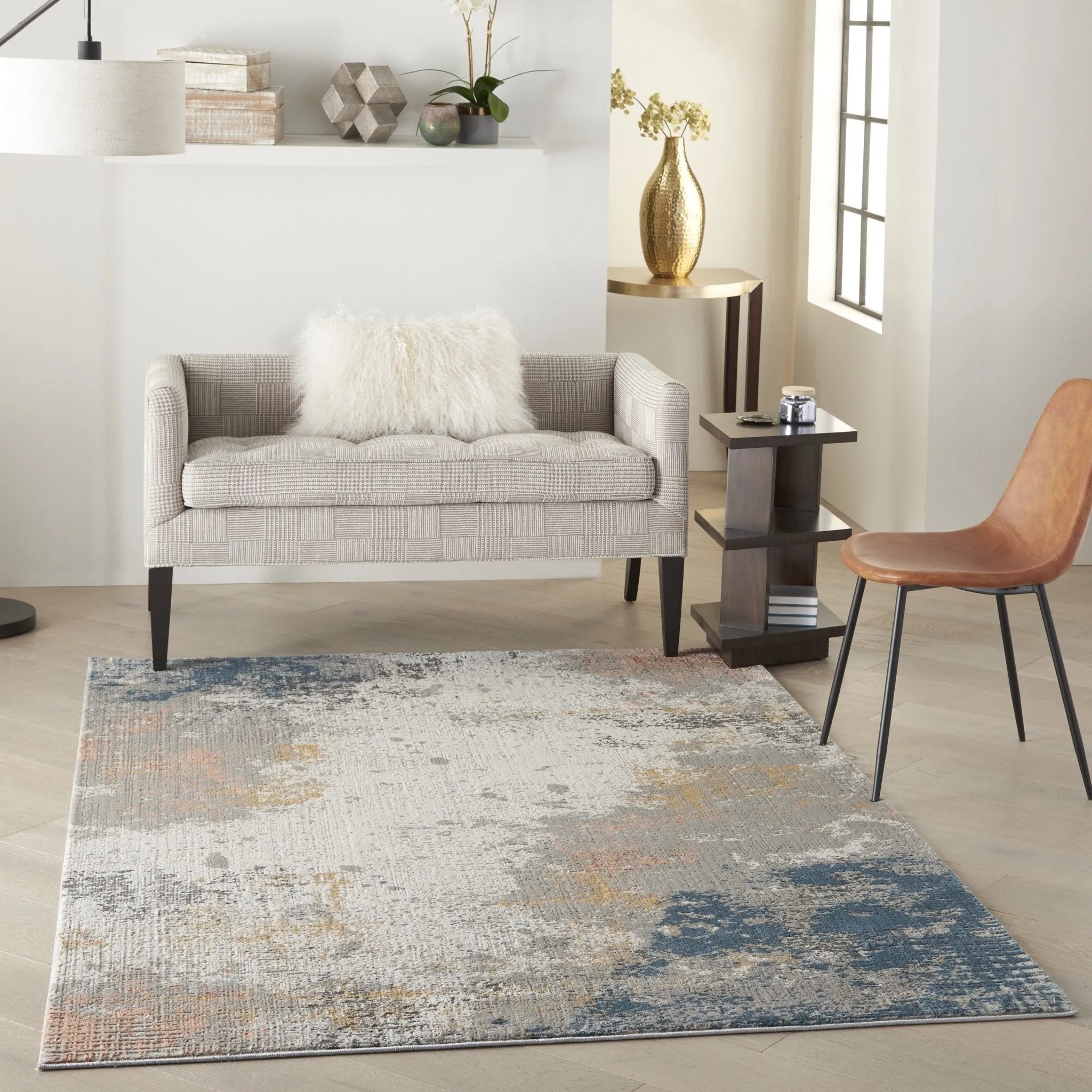 Rustic Textures RUS13 Grey/Blue Rug - Baconco