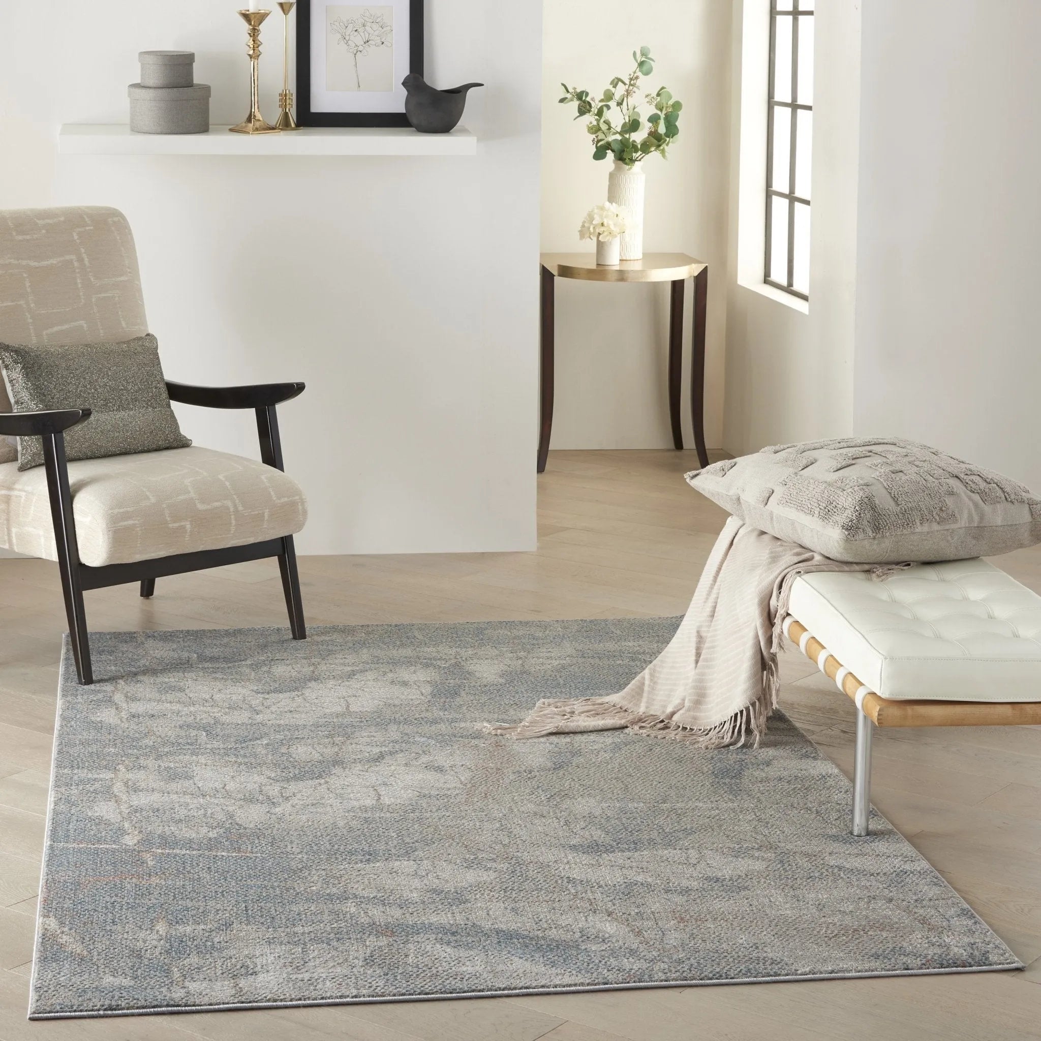 Rustic Textures RUS15 Light Grey/Blue Rug - Baconco