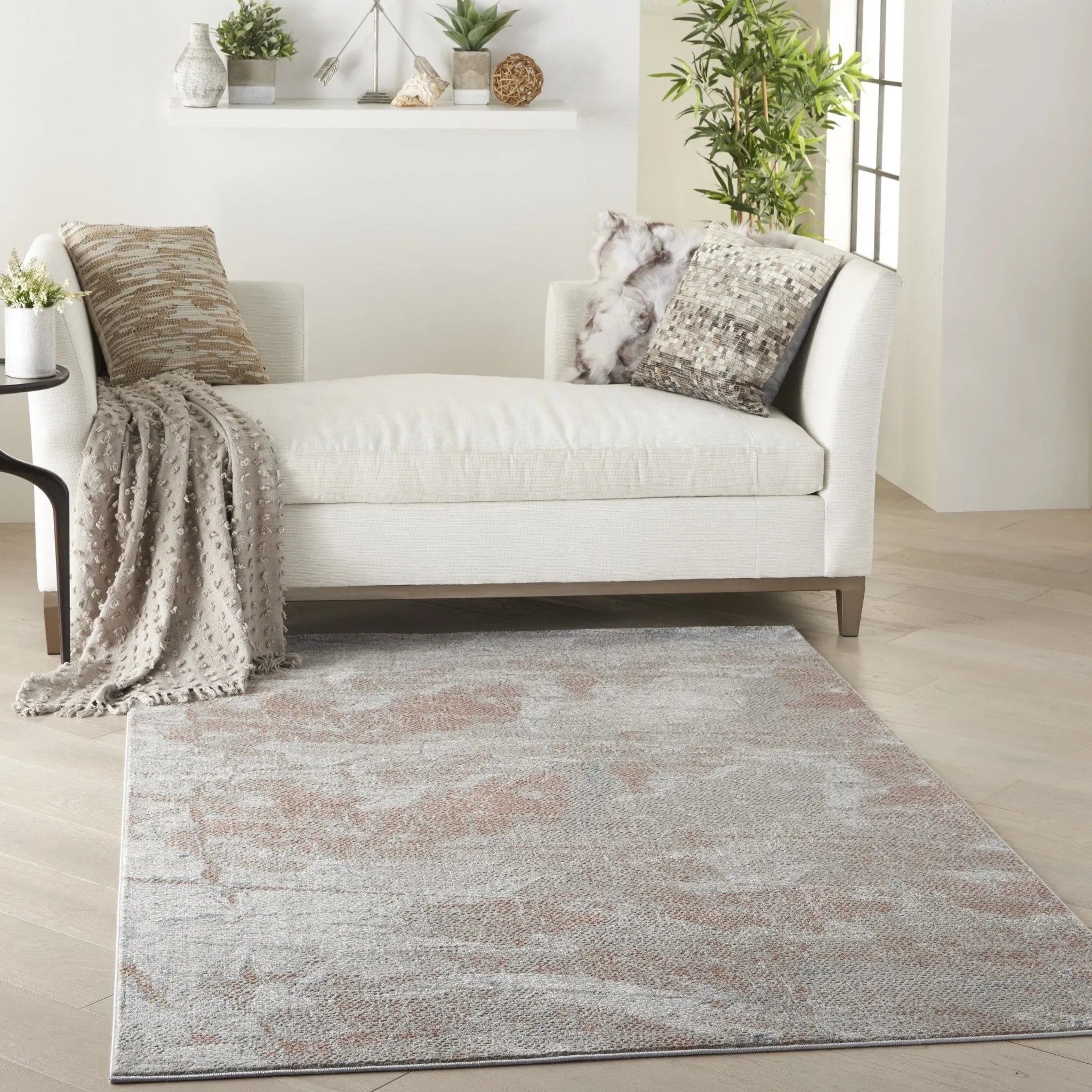 Rustic Textures RUS15 Light Grey/Rust Rug - Baconco