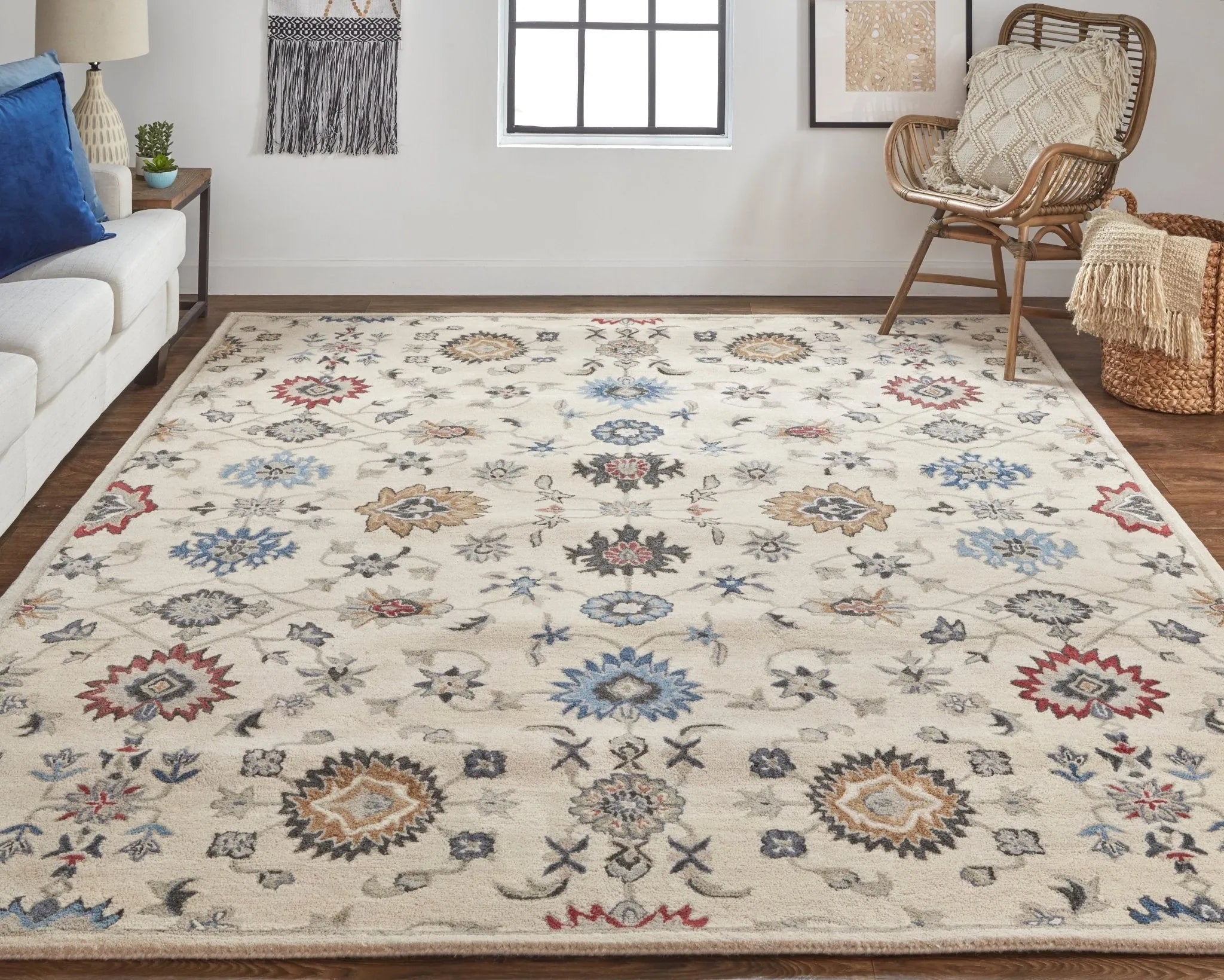 Rylan RYL8641F Ivory/Blue Rug - Baconco