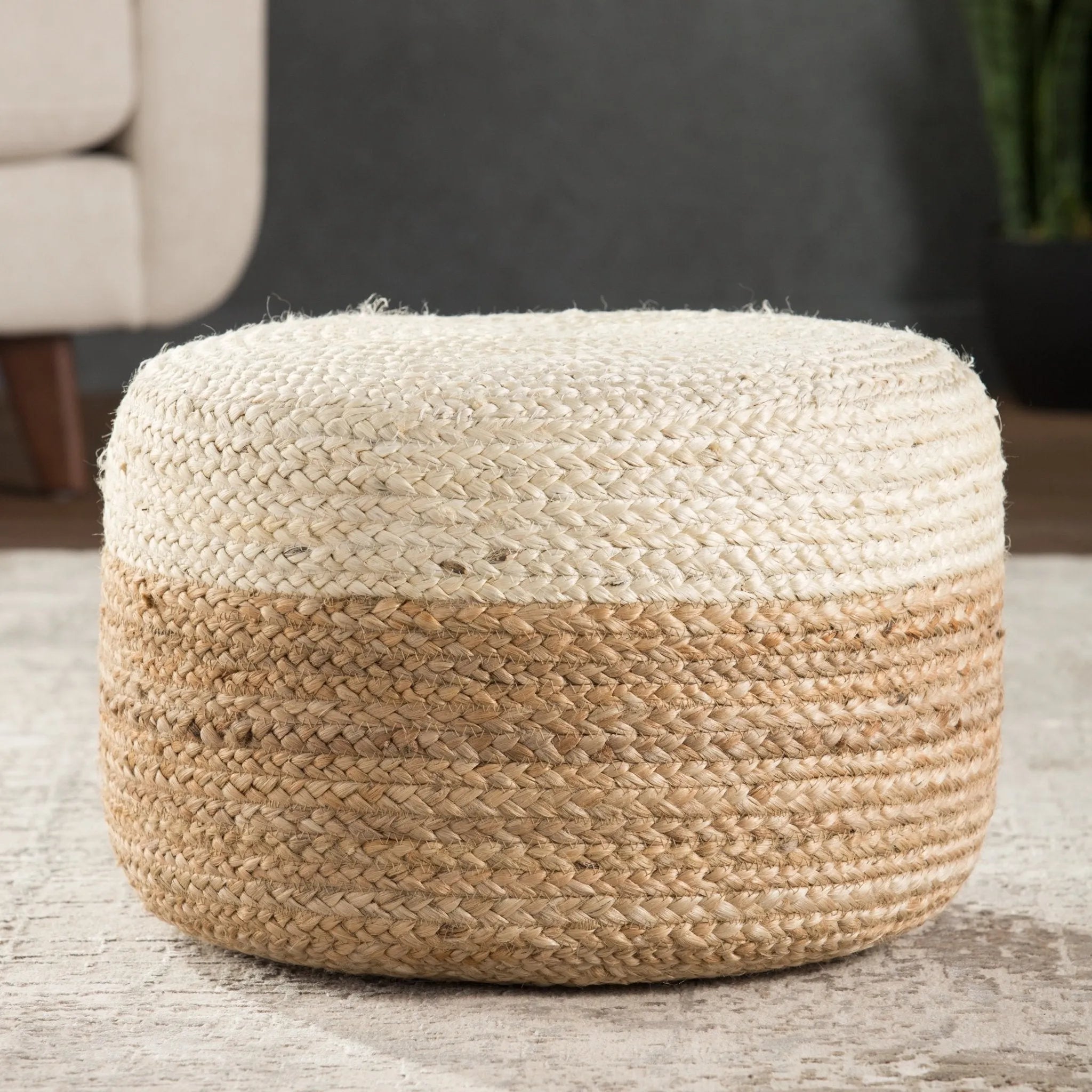 Saba Saa09 Oliana White/Beige Pouf - Baconco