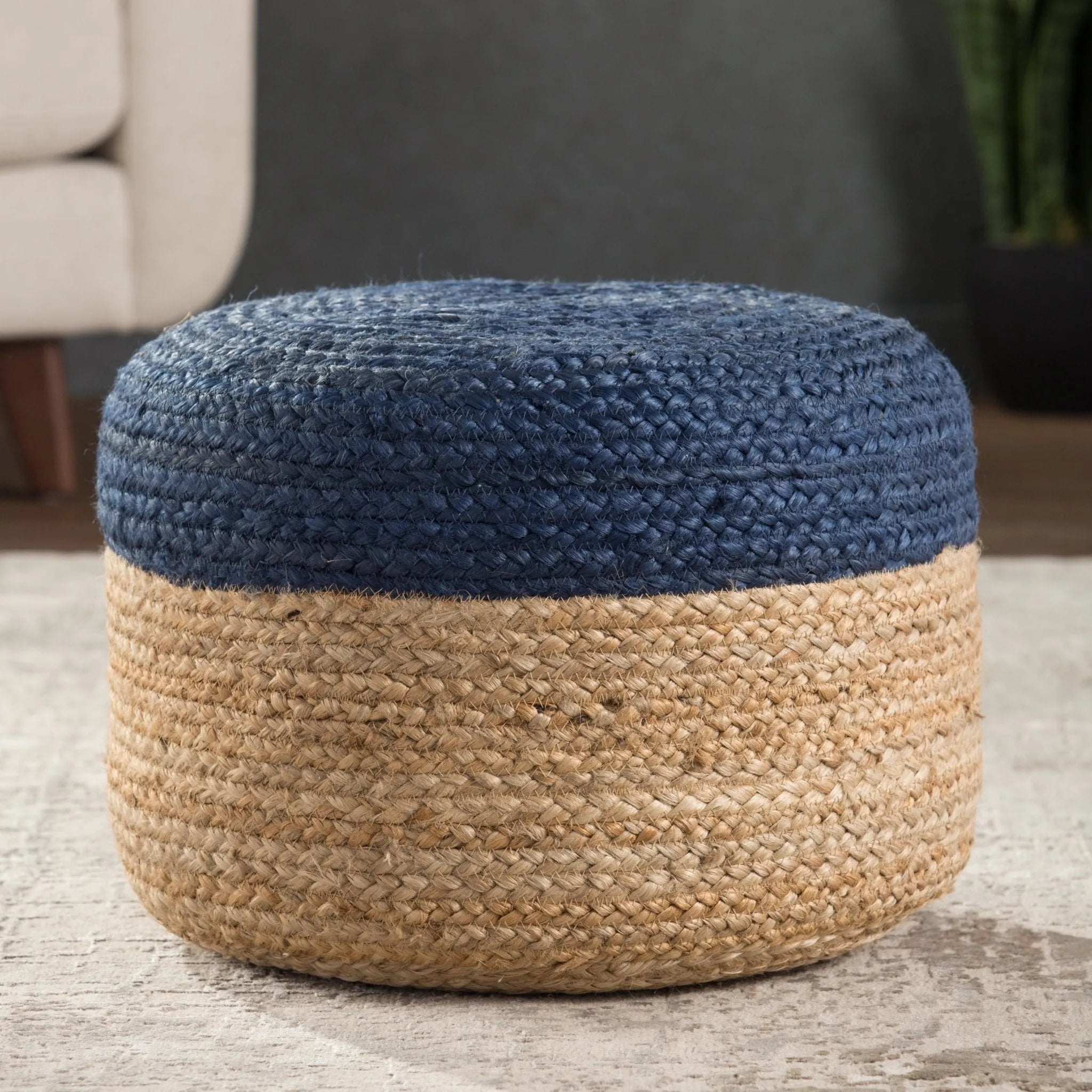 Saba Saa10 Oliana Blue/Beige Pouf - Baconco