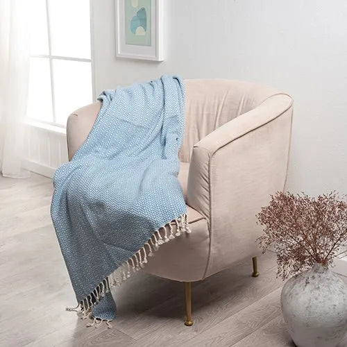 Sadie 80303LIB Light Blue Throw Blanket - Baconco