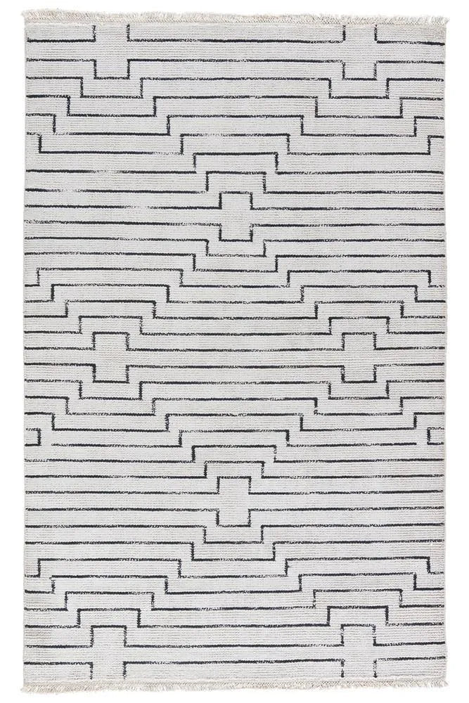 Satellite SAT02 Alloy White / Black Rug - Baconco