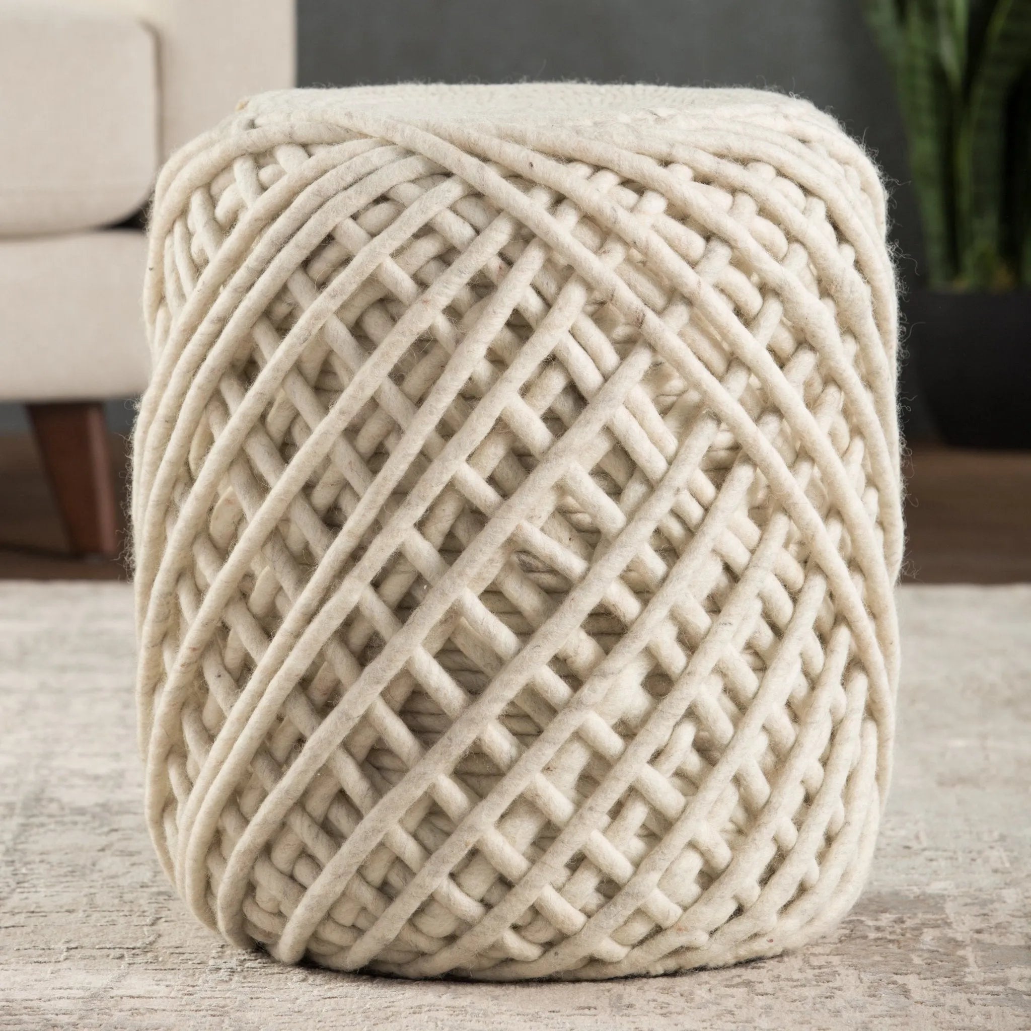 Scandinavia Pouf Scp18 Guna White/Light Gray Pouf - Baconco