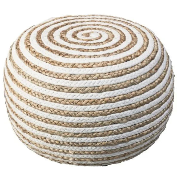 Serena 99703NTW Natural/White Pouf - Baconco