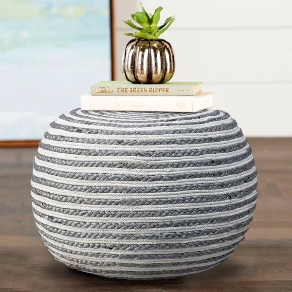 Serena 99704GYW Grey/White Pouf - Baconco