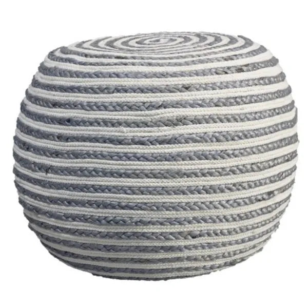 Serena 99704GYW Grey/White Pouf - Baconco