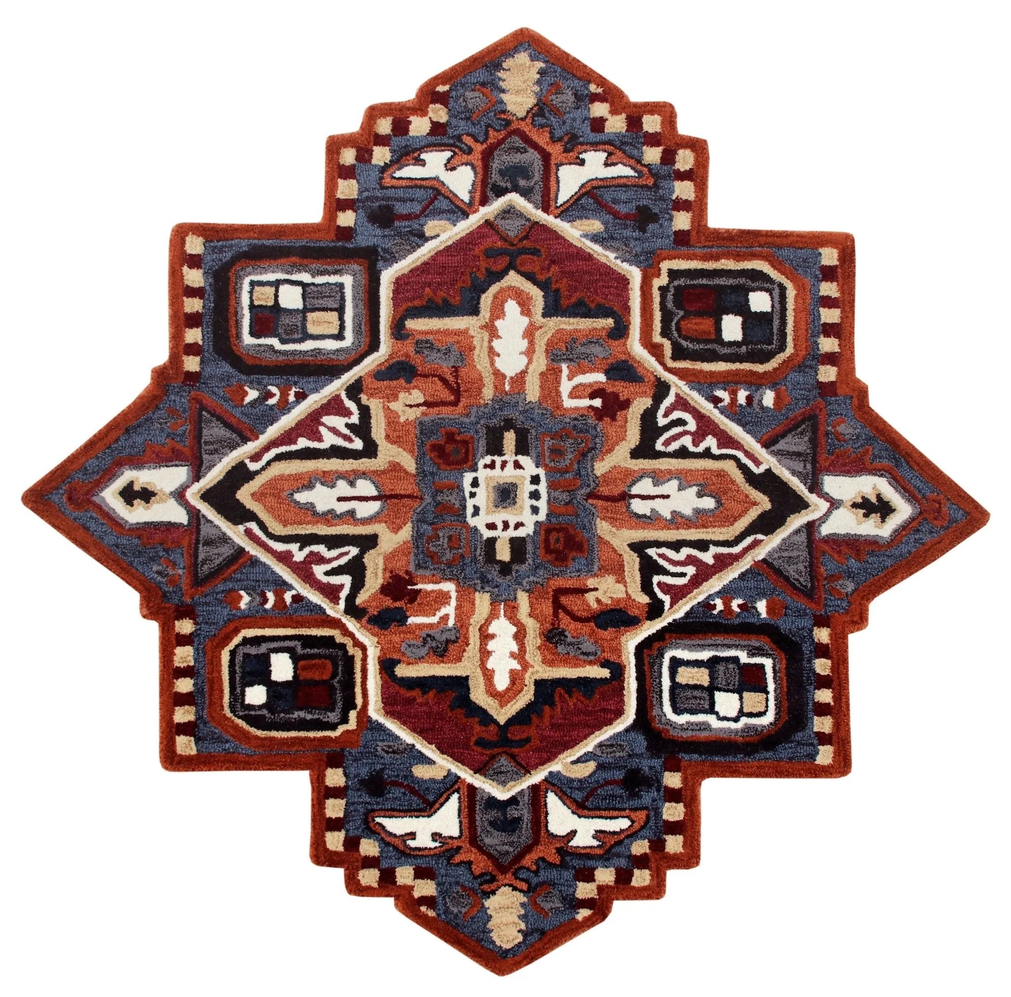 Shapes Lr50924 Blue/Red/Orange/White Rug - Baconco