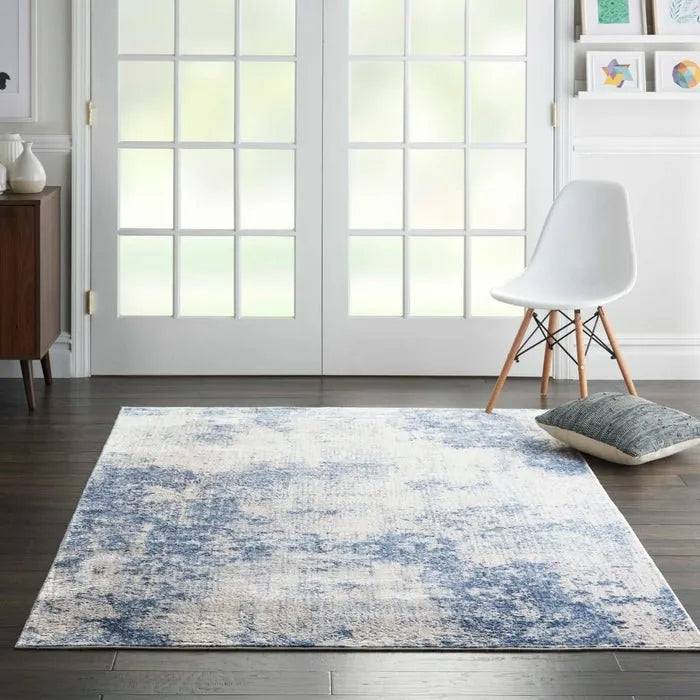 Silky Textures SLY01 Ivory/Blue Rug - Baconco